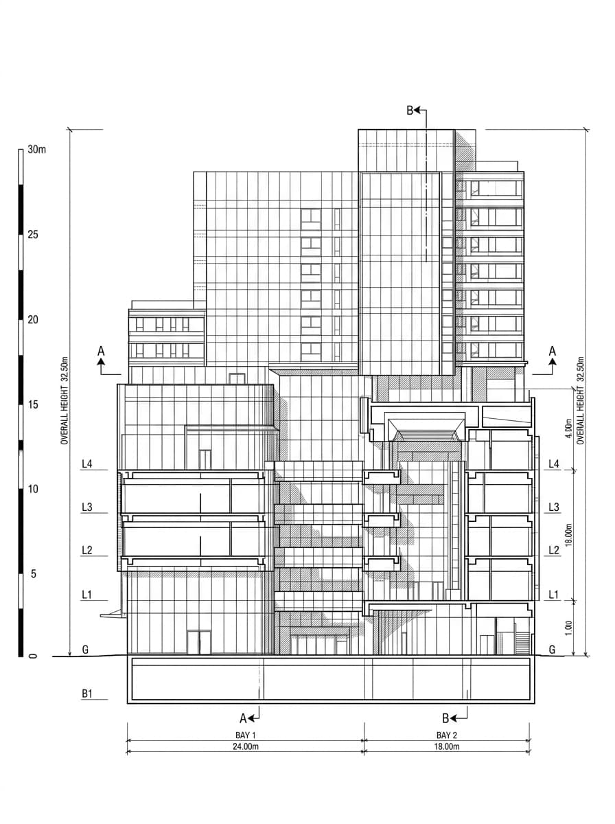 Architectural elevation drawing of YOHO Mall, Yuen Long, Hong Kong