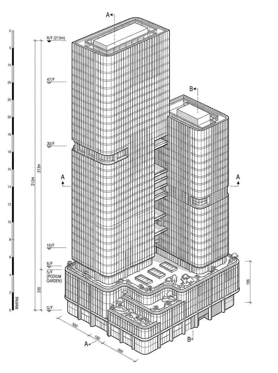 Architectural elevation drawing of Airside, Kowloon City, Hong Kong
