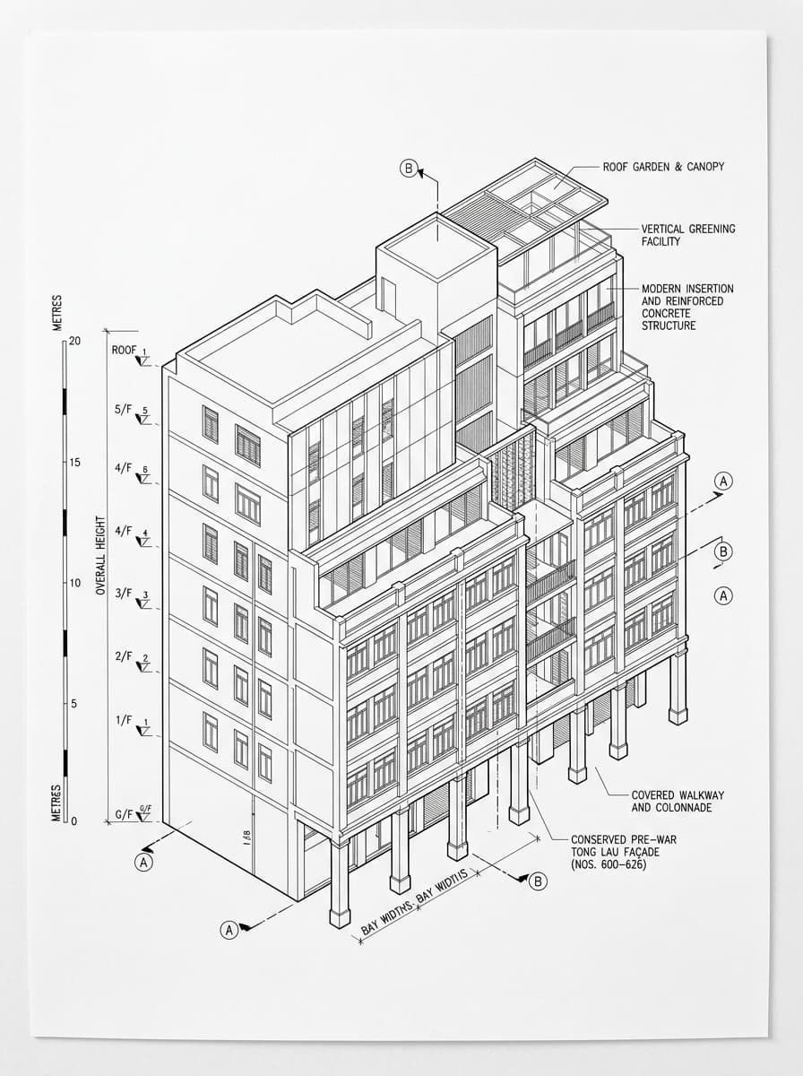 Architectural elevation drawing of 618 Shanghai Street, Yau Tsim Mong, Hong Kong