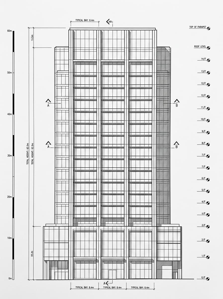 Architectural elevation drawing of Eastmark, Kwun Tong, Hong Kong