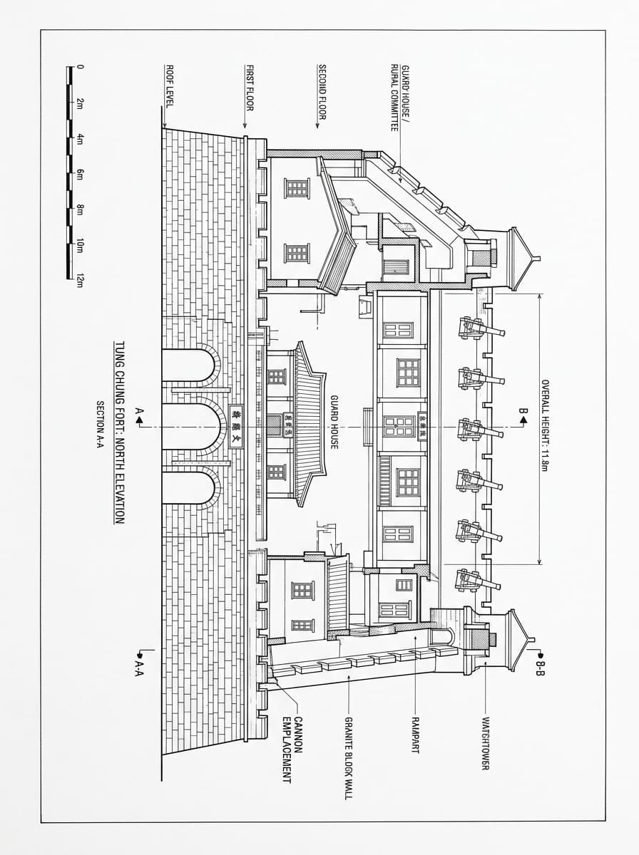 Architectural elevation drawing of Tung Chung Fort, Islands, Hong Kong