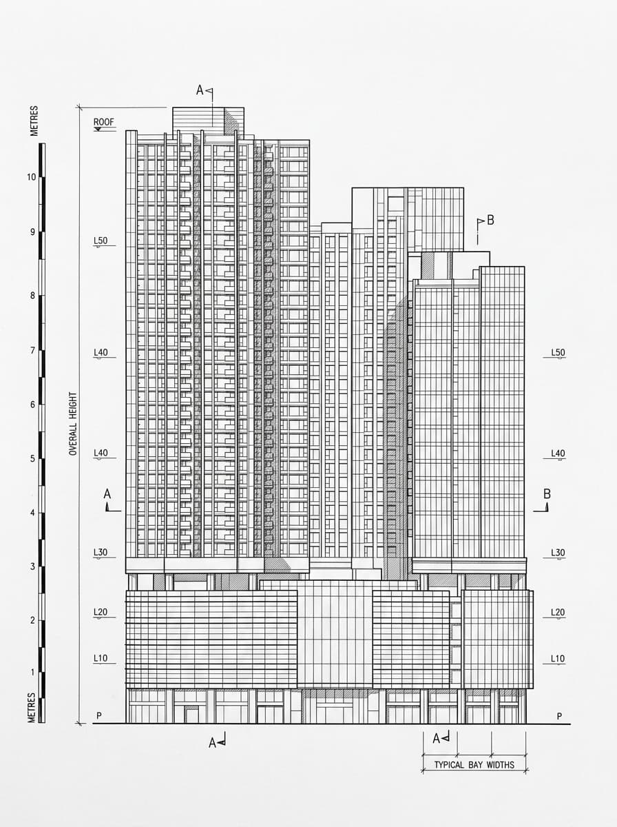 Architectural elevation drawing of Harbour North, Eastern, Hong Kong