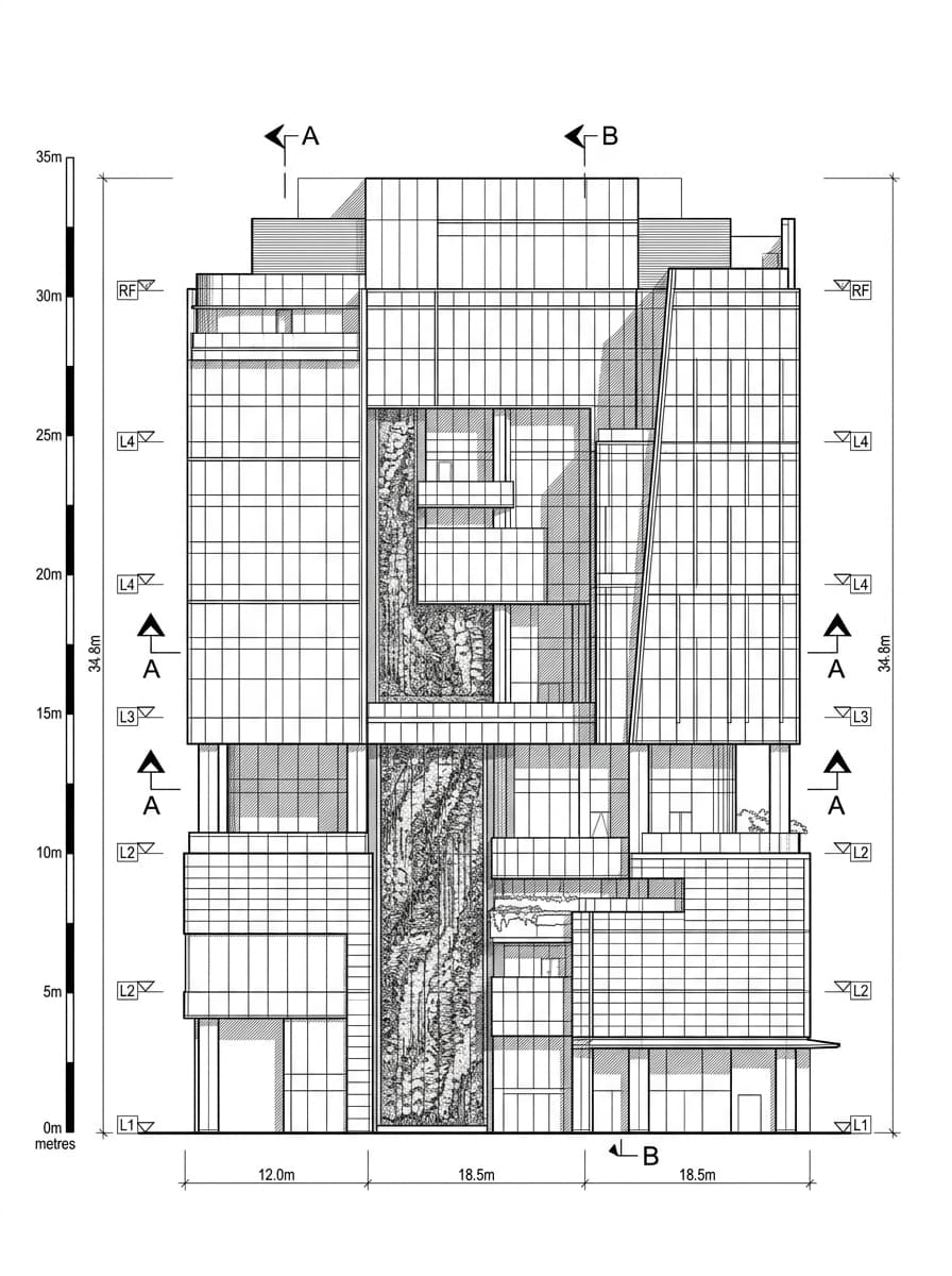 Architectural elevation drawing of Citywalk, Tsuen Wan, Hong Kong